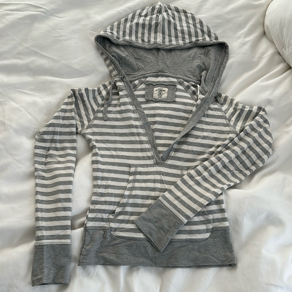 Casual cute grey and white stripe hoody